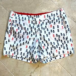 J. Crew Factory Women's 6 Pineapples Chino Shorts White Navy